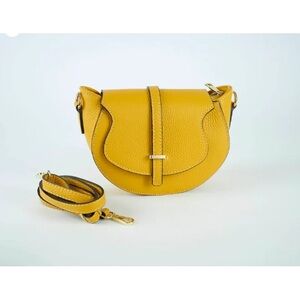 SOLO PERCHÉ Gubbio Yellow Leather Crossbody Bag
